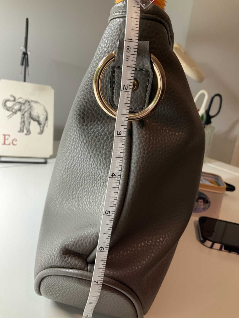 Montana West Gray Pebbled Leather Shoulder Bag with Removable Strap - Picture 7 of 10